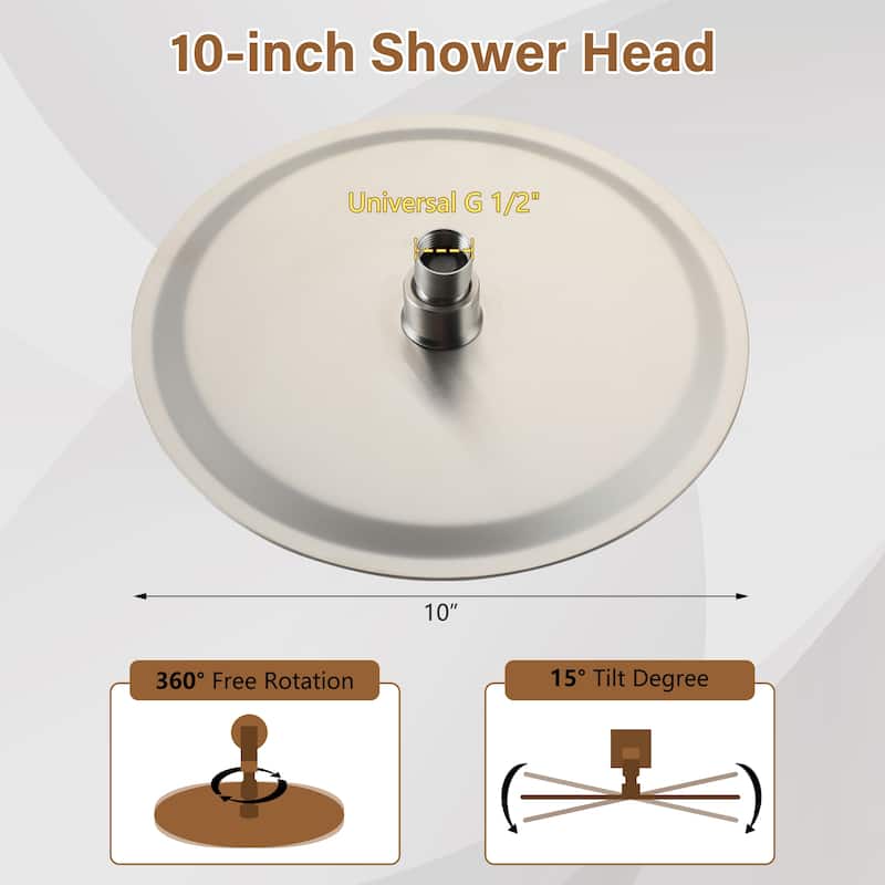 1-Spray Pattern with 2.5 GPM Round Ceiling Mount Rain Fixed Shower Head