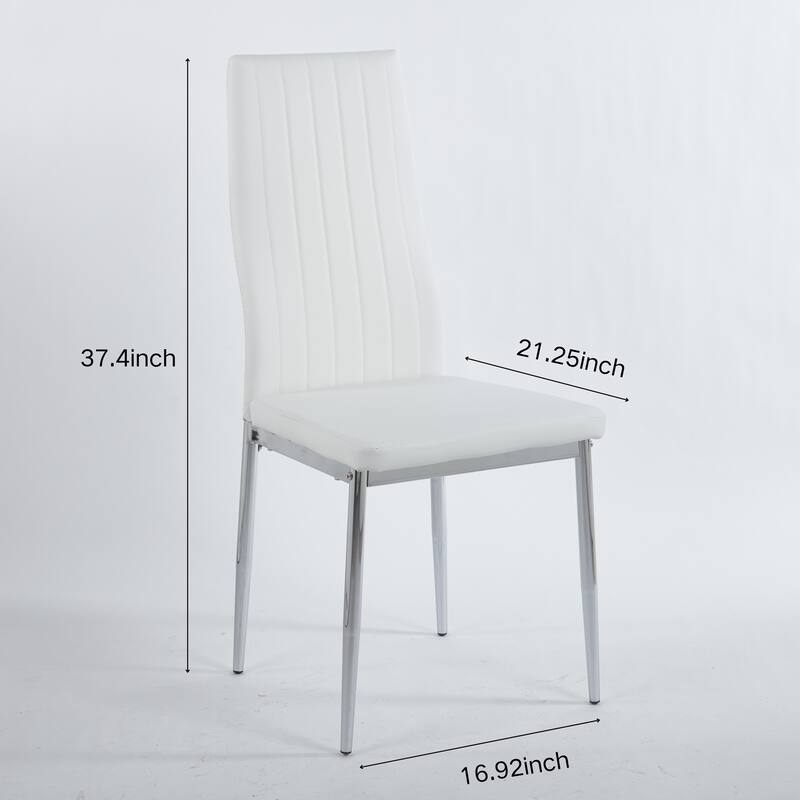 5 Pieces Dining Set, Table Metal Leg Mid-Century Dining Table for 4-6 People with Glass Table Top,Pedestal Dining Table