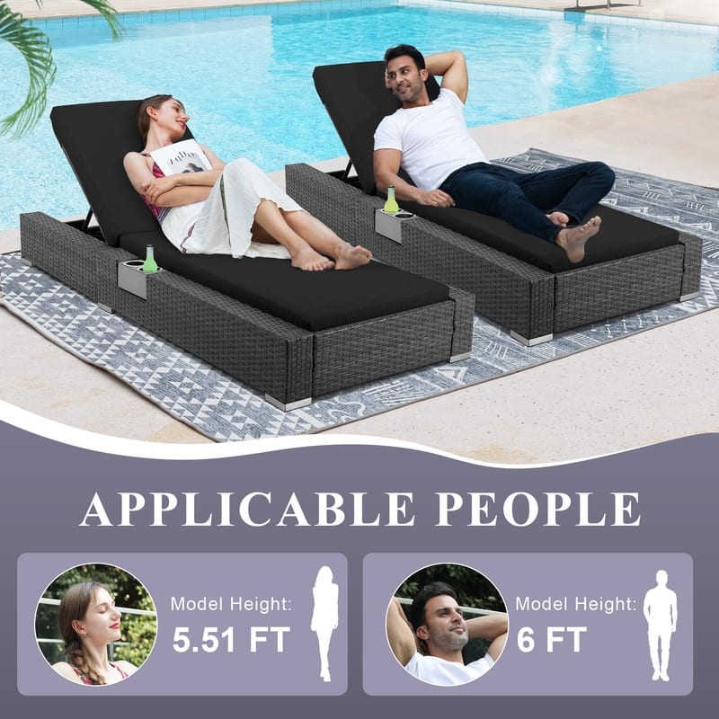 FINCATI Outdoor Patio Wicker Furniture Chaise Lounge Chair Set with Cushion Pool - N/A
