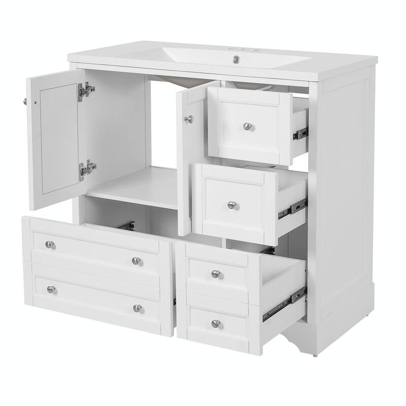 36-inch Bathroom Vanity with Sink, Solid Wood Freestanding Bathroom Vanities