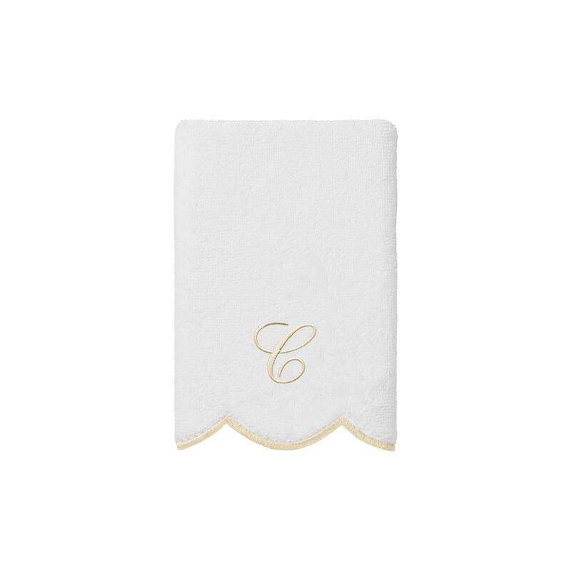 Authentic Hotel and Spa 100% Turkish Cotton Beige ADORNIA Scallop Personalized 3 Piece Towel Set - 3 Piece Set