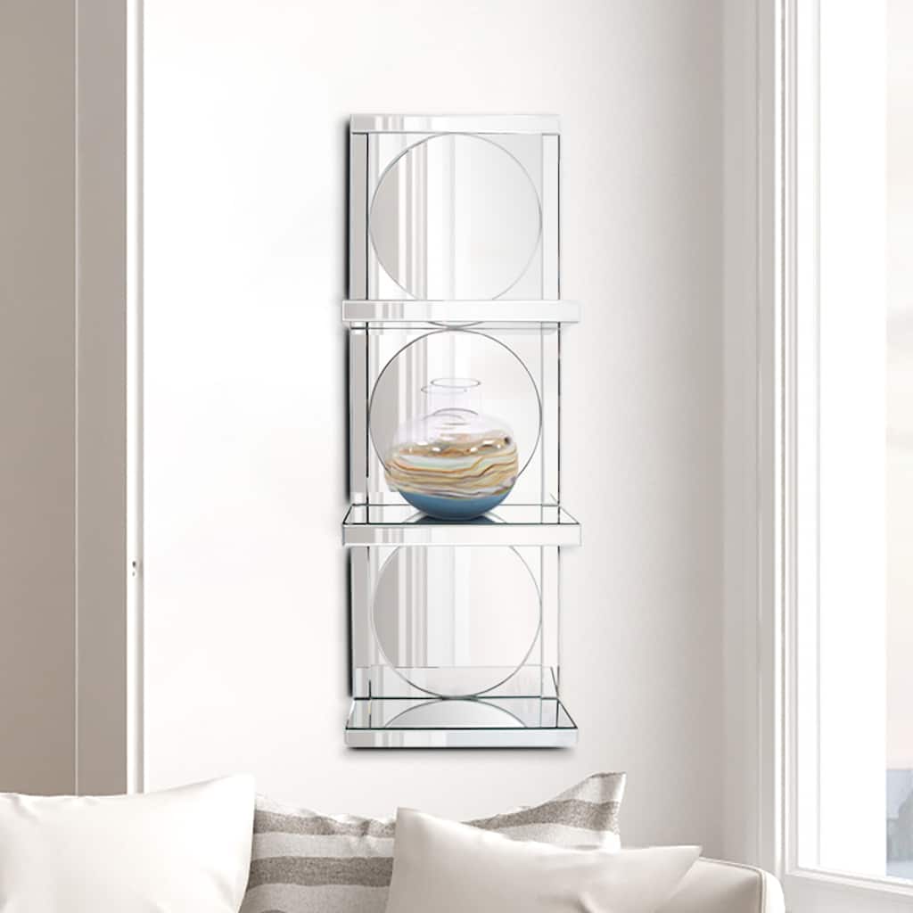 Allan Andrews Beveled Multi Mirrored 3 Tier Wall Shelf - 39"H x 14"W x 8"D