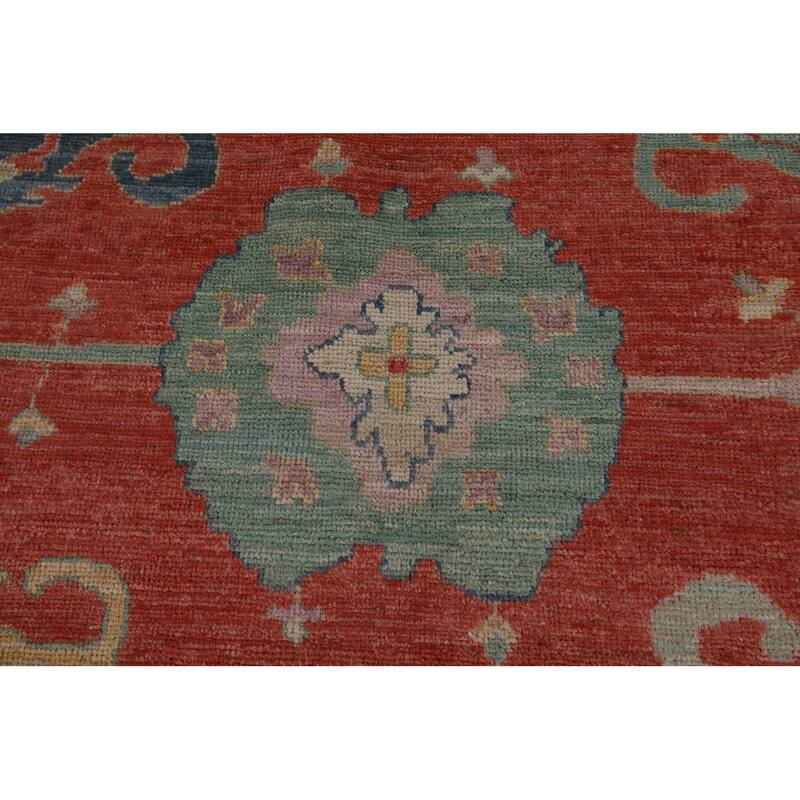 All-Over Orange Oushak Vegetable Dye Area Rug Handmade Wool Carpet - 8'11"x 11'8"