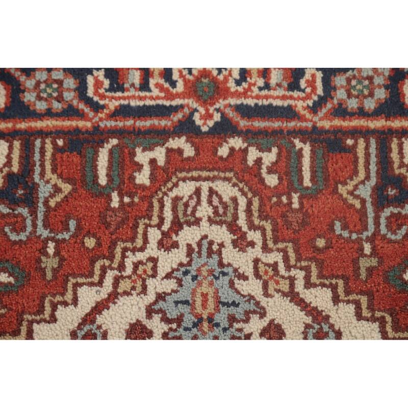 Geometric Heriz Serapi Runner Rug Hand-Knotted Wool Carpet - 2'6"x 7'11"
