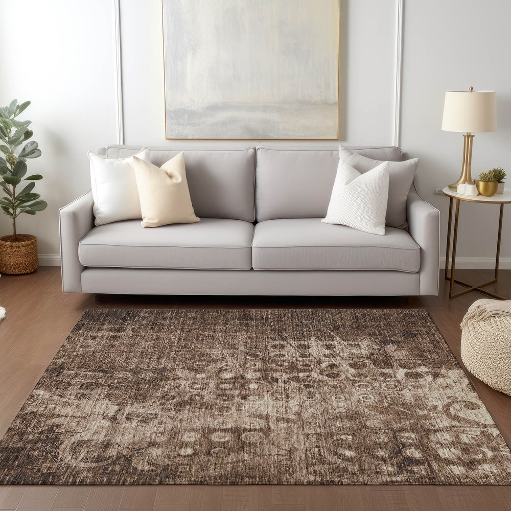 Machine Washable Indoor/ Outdoor Chantille Abstract Modern Rug