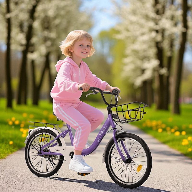 20 Inch Kids Bike for Boys & Girls, Single Speed Bicycle with Coaster Brake, V-Brake & Rear Rack
