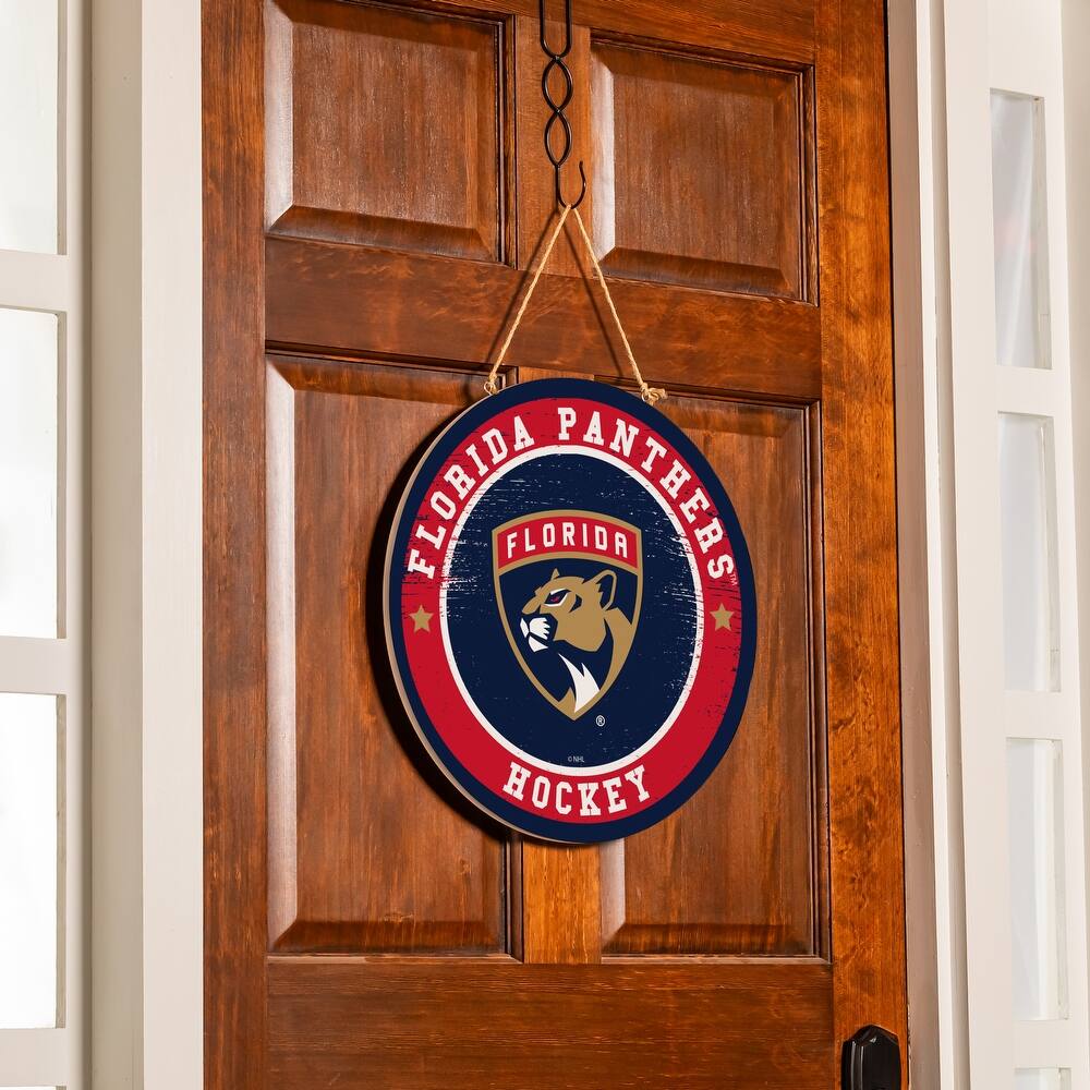Florida Panthers Wooden Door Decor Wall Sign - Multi-Color