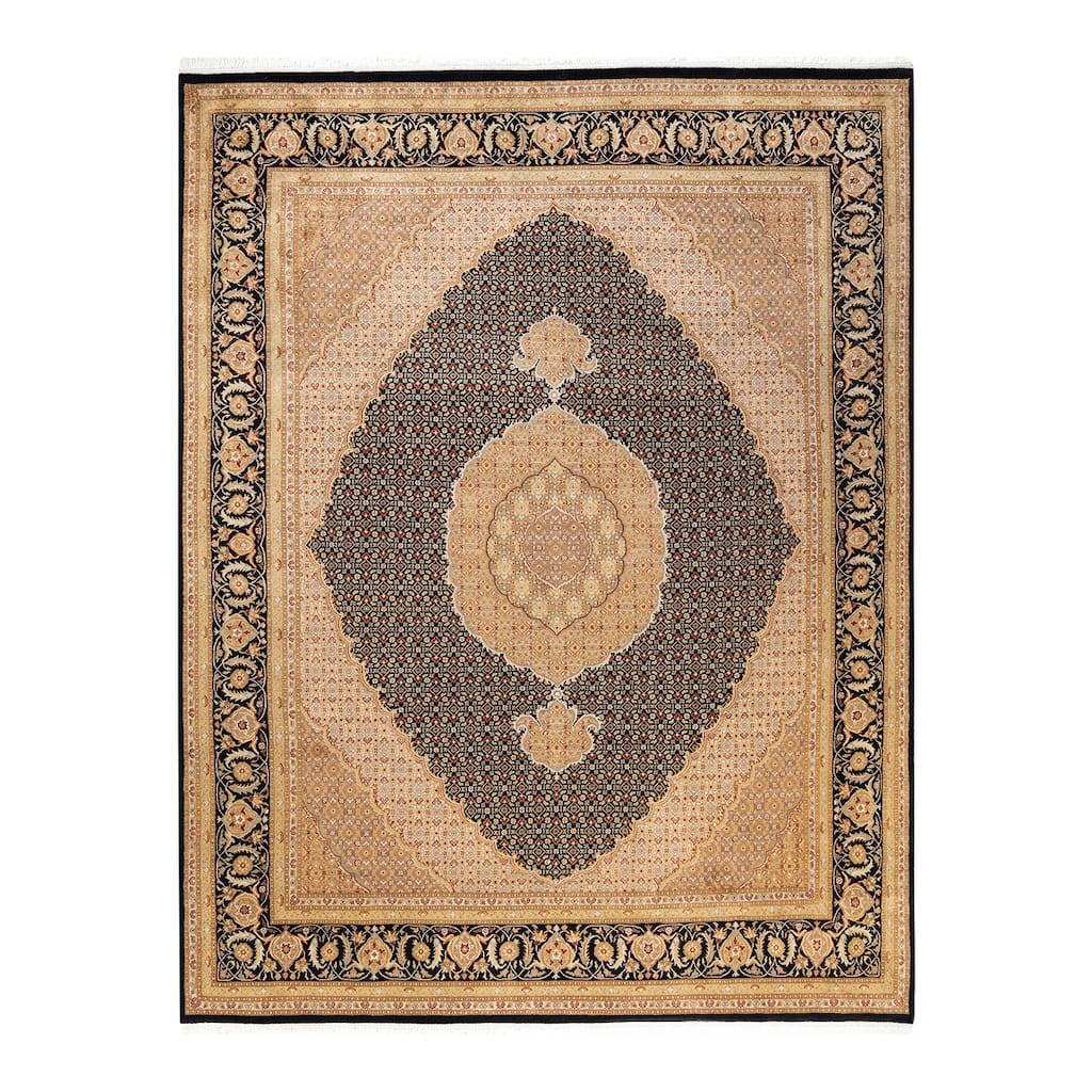 Overton Hand Knotted Wool Vintage Inspired Traditional Mogul Black Area Rug - 8 x 10
