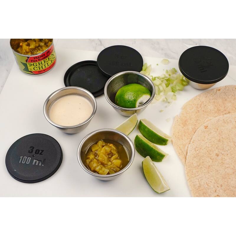 Condiment Cups With Lids (Set of 4) - Cup & Lid, 4-Piece, 3-ounce