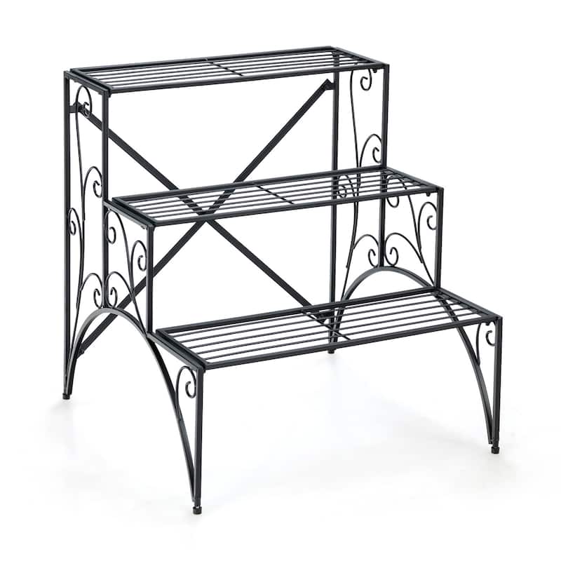 Costway 3 Tier Stair Style Metal Plant Stand Garden Shelf Flower Pot