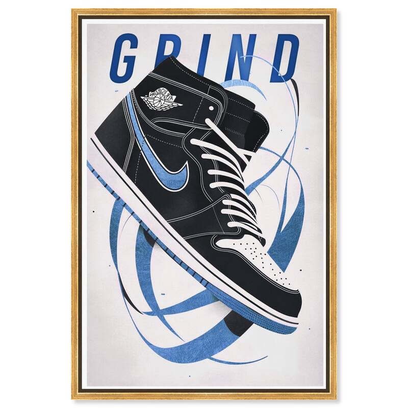 Blue Ribbon Sneaker Canvas by Art Remedy - Gold - 10" x 15"
