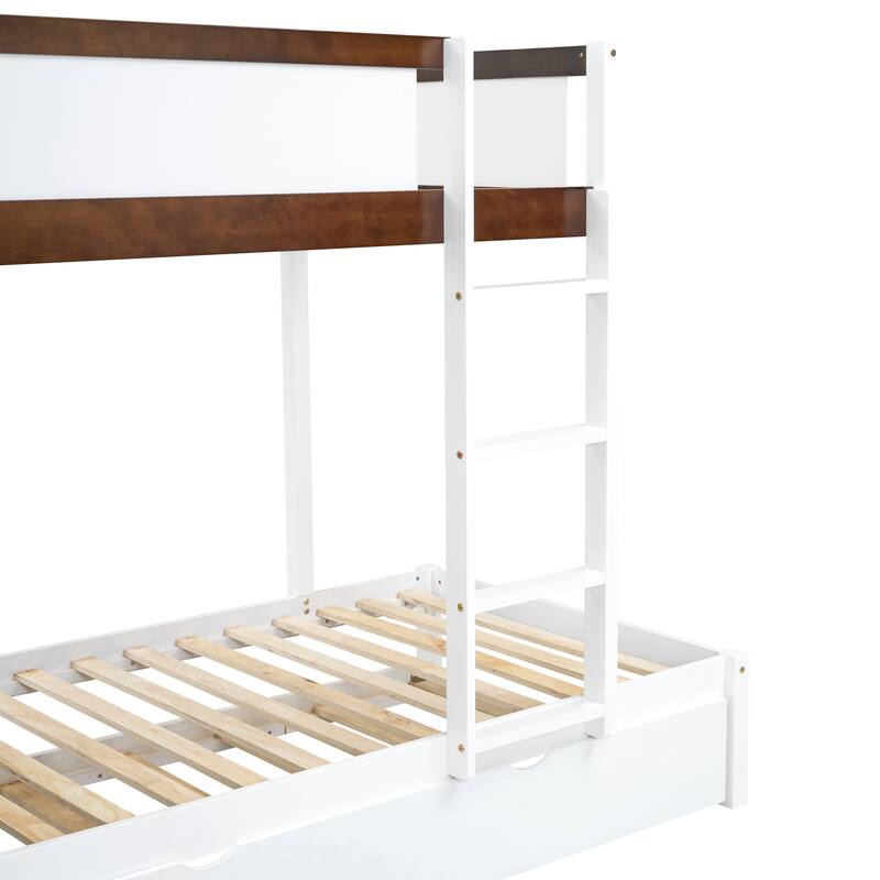 TwinOverTwin Wood Bunk Bed with Trundle, Desk and USB Ports Bed