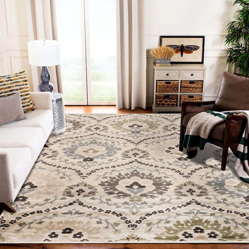 Superior Augusta Vintage Floral Damask Indoor Runner or Area Rug