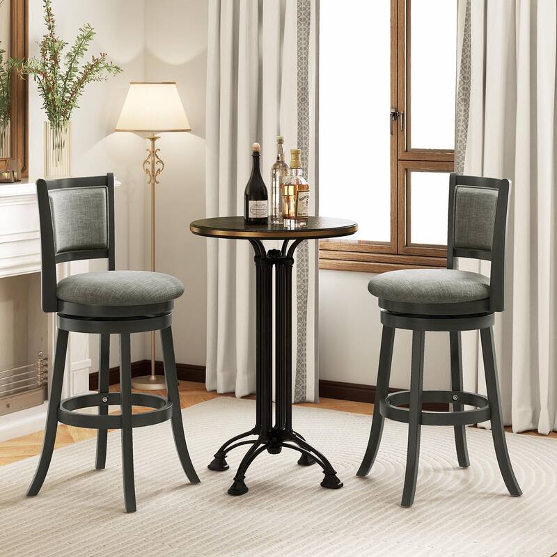 Gymax Swivel Bar Stools Set of 4 w/ Soft-padded Back & Seat Sturdy