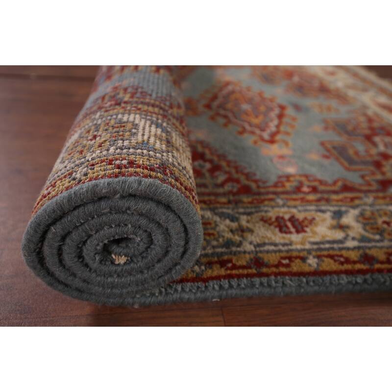 Blue Geometric Viss Oriental Accent Rug Hand-Knotted Wool Carpet - 2'11"x 5'3"