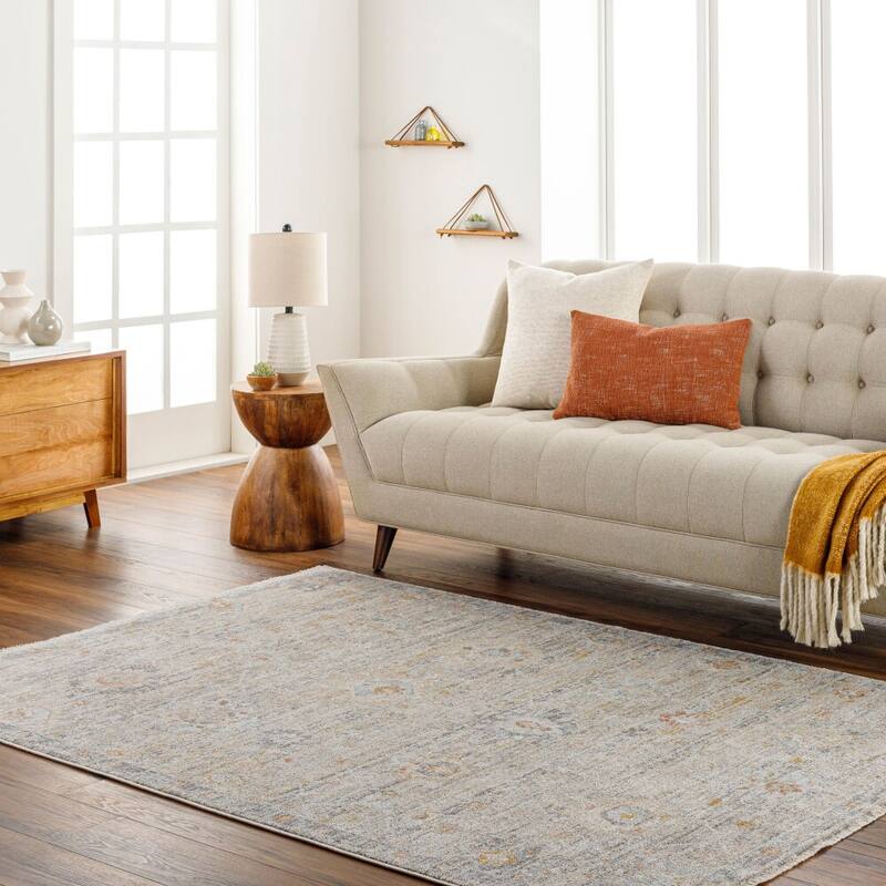 Livabliss Rojin Distressed Oriental Area Rug - Tan/Grey - 9' x 12' 7"
