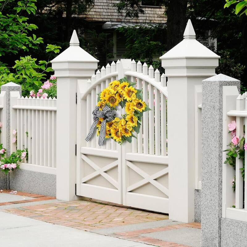 18 inch Spring Summer Sunflowers Wreath, 6 FT Artificial Lemon Garland