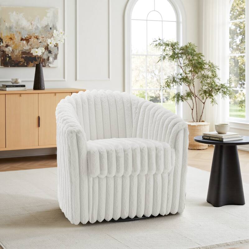 Single Sofa Armchair Swivel Barrel Chair - White
