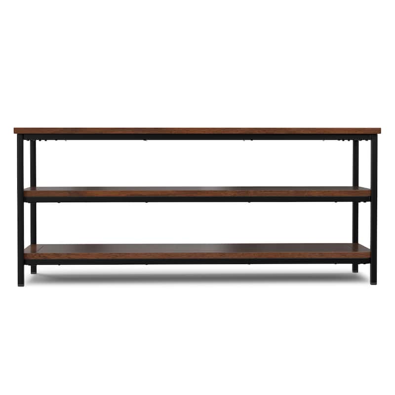 WYNDENHALL Rhonda SOLID MANGO WOOD 60 inch Wide Industrial TV Media Stand For TVs up to 65 inches - 60"w x 18"d x 26" h