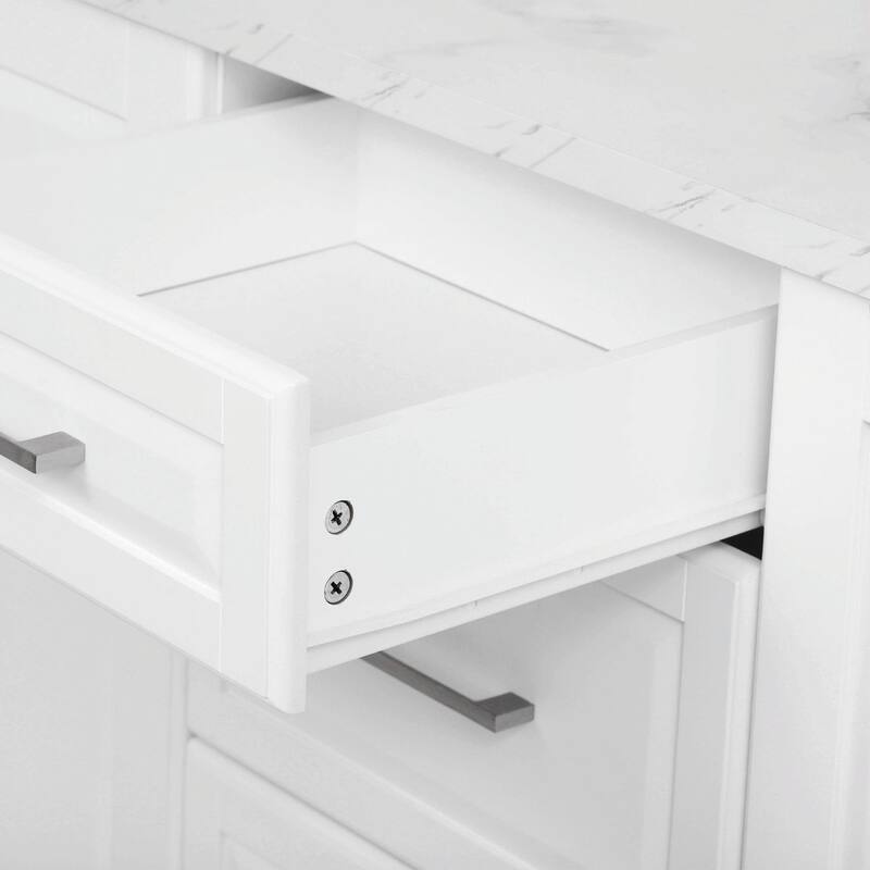 50.7" Kitchen Island with Storage, Tilt Trash Can Cabinet, and Pull-Out Cabinet Organizer