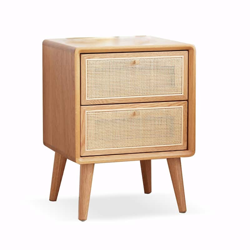 Modern North American Oak Nightstand with Storage