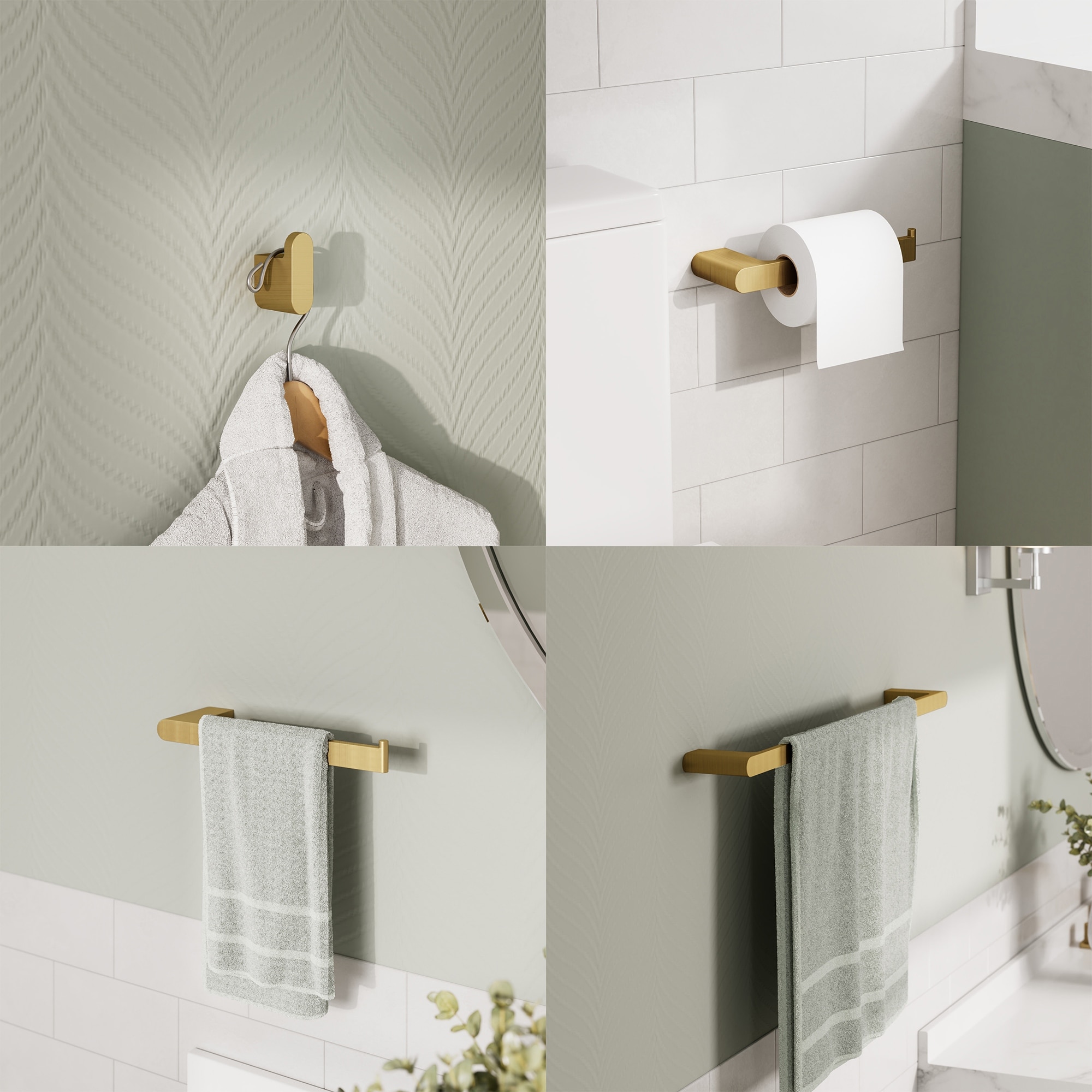GRANDJOY 4-Piece Towel Rack for Bathroom Towel Bars Hardware Set in Stainless Steel