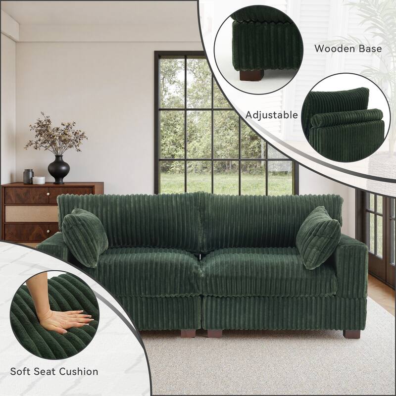 80"W Plush Modular Sectional Sofa with Pillows for Living Room