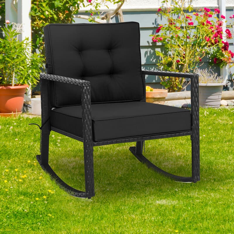 Gymax Outdoor Wicker Rocking Chair Patio Lawn Rattan Single Chair - See Details