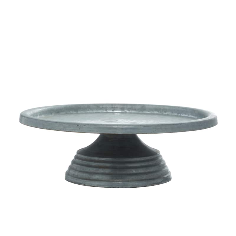Gray Metal Galvanized Cake Stand - 13 x 13 x 4