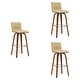 preview thumbnail 68 of 120, Skara Swivel Bar Stool, Upholstered Bar Height Chair with Bentwood Frame Set of 3 - Cream Faux Leather & Walnut