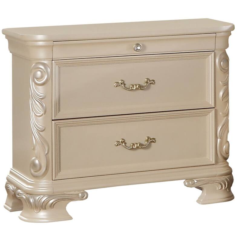 Victoria Pearl White Tufted Upholstered Bedroom Set