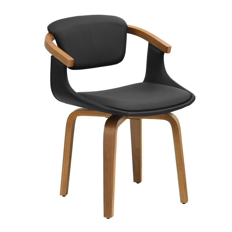 HomeRoots Set of Two Green and Black Upholstered Faux Leather Curved Back Dining Side Chairs