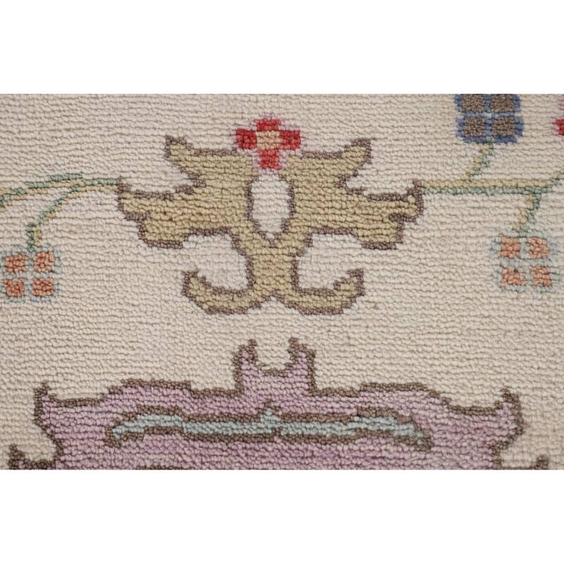 Ivory & Blue Oushak Indian Large Area Rug Handmade Wool Carpet - 10'1"x 13'10"