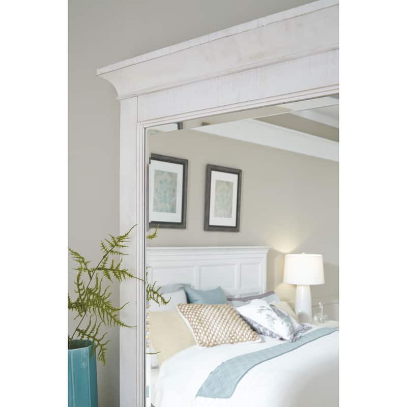 Magnussen Home Heron Cove Chalk White And Dovetail Grey 2 Tone Drawer Dresser With Landscape Mirror