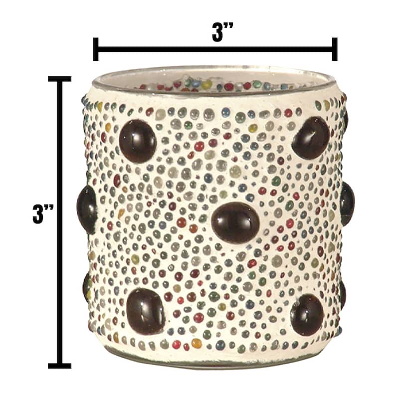 Springdale 3 H Beaded Jewel 2-Pack Mosaic Art Glass Candle Votive Set