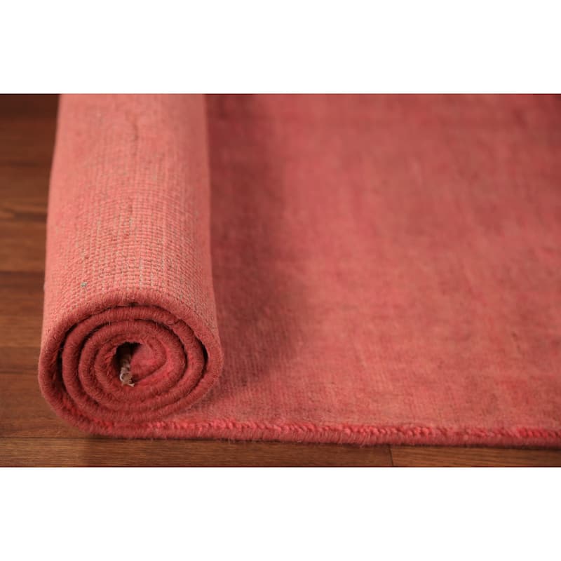 Pink Gabbeh Modern Rug Handmade Solid Wool Carpet - 2'8" x 4'1"