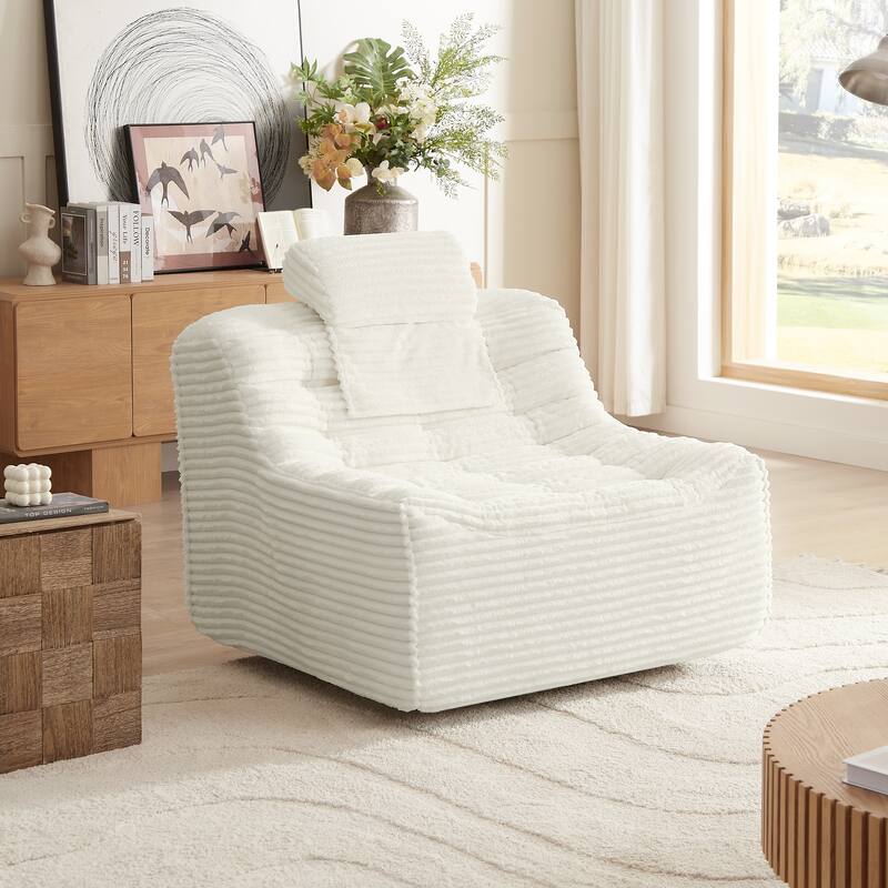Oversize Swivel Chair Glider Chair with Switchable Head Pillow and Waist Pillow, Soft Plush Lounge Chair Accent Chair