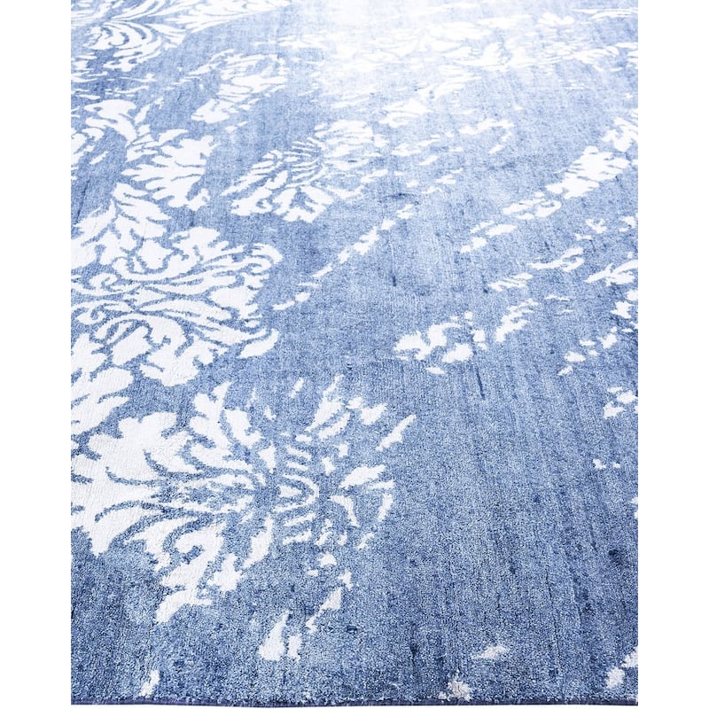 Modern One-of-a-Kind Hand-Knotted Area Rug, Blue - 9' 2" x 12' 0"