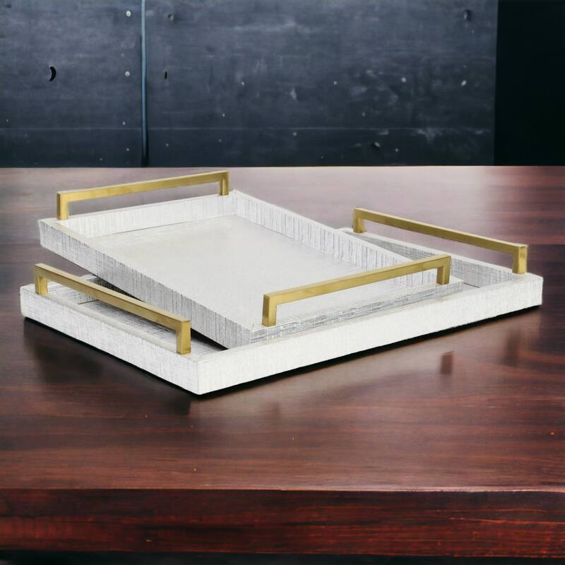 Lusan Black Vinyl Tray Set - Silver