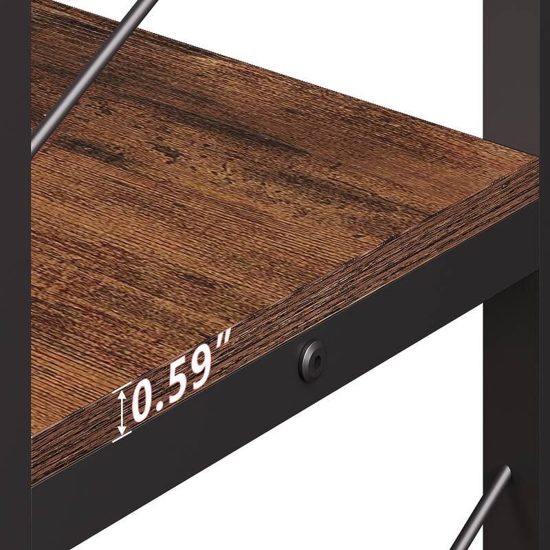 6-Shelf Corner Bookcase, Vintage Industrial Corner Shelf Stand Etagere Bookcase
