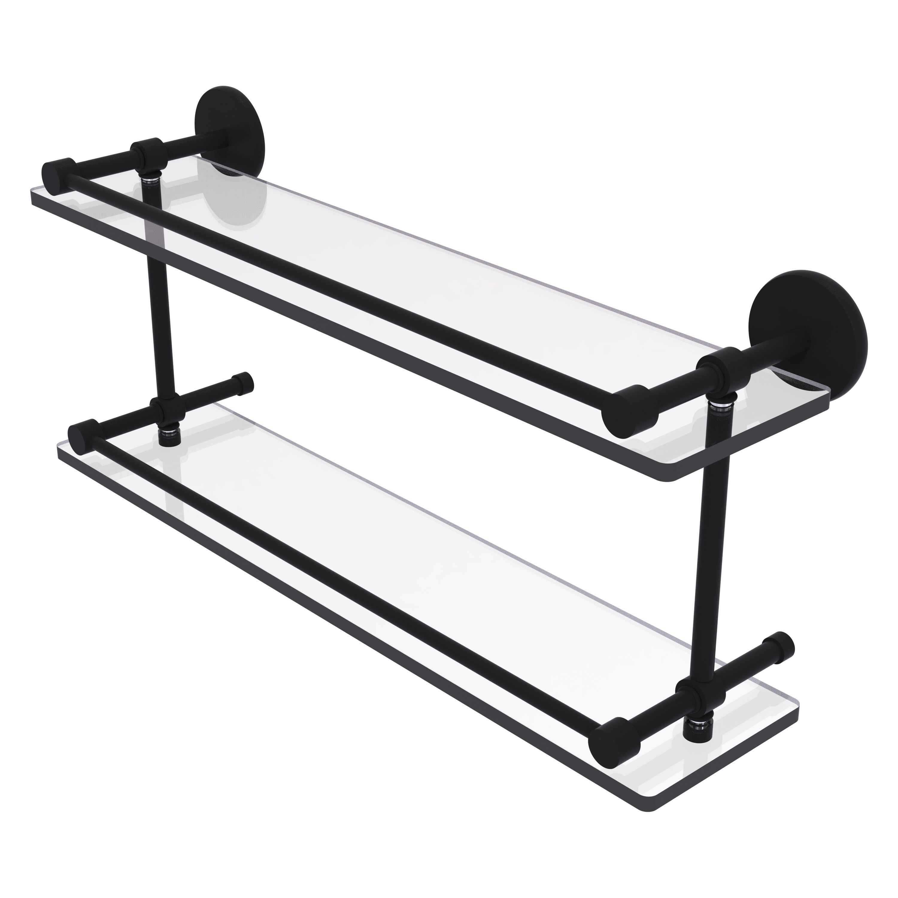 Allied Brass 16 Inch Tempered Double Glass Shelf with Gallery Rail