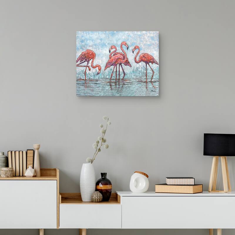Impressions of Flamingos Horizontal by Paul Brent Canvas Art Print