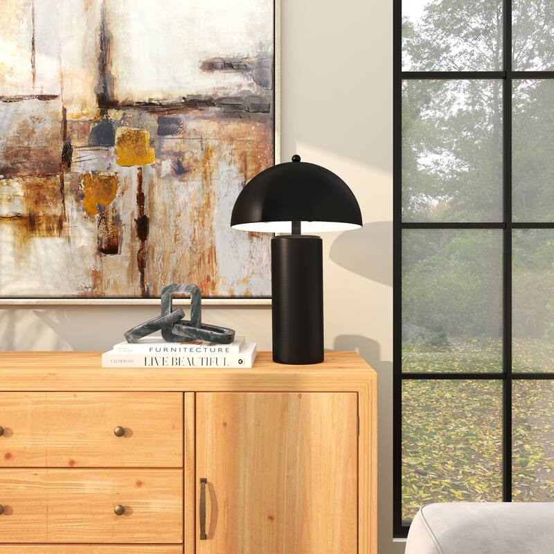 Gold or Black Metal Room Accent Lamp with Dome Shade