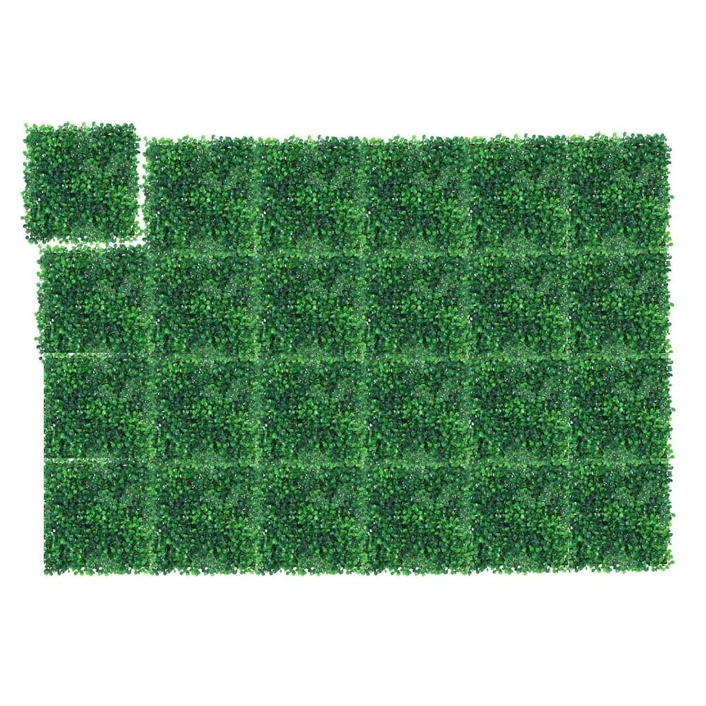 24Pcs 10x10Inch Artificial Boxwood Panels, Grass Wall Panels - 24 PCS 10X10 Inch (81 Leaves)