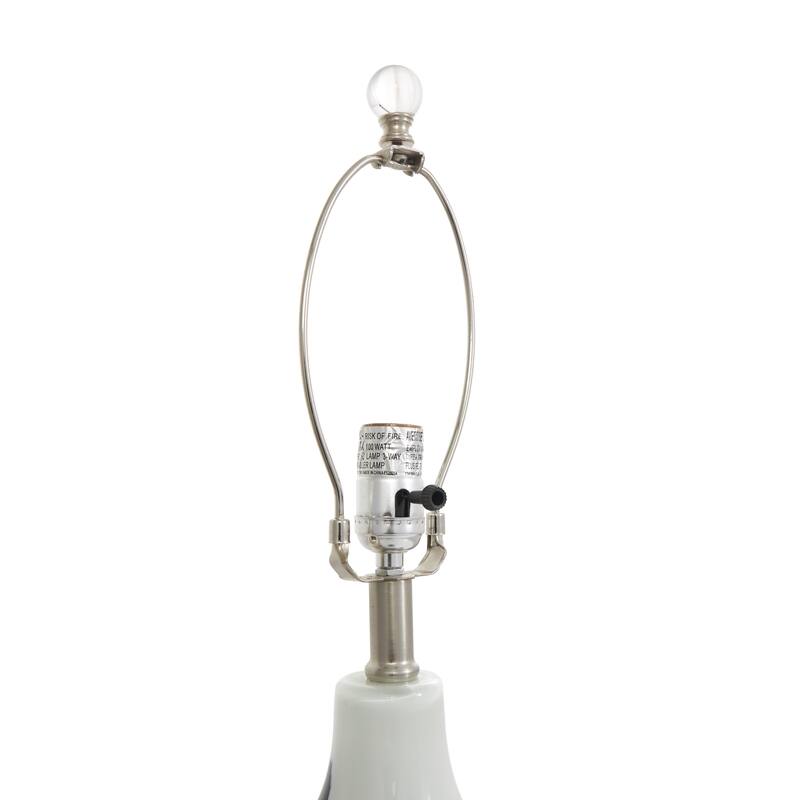 White Glass Abstract Room Accent Lamp with Blue Drip Splatter Design