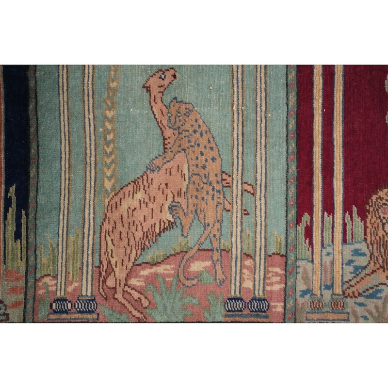 Hand Knotted Oriental 100% Wool Carpet Transitional Geometric Multi-Colored Anatolian Runner Rug - 9' 6'' X 3' 4''
