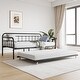 preview thumbnail 3 of 4, Twin Size Metal Daybed Frame with Trundle, Heavy Duty Steel Slat Support Sofa Bed Platform with Headboard, No Box Spring Needed