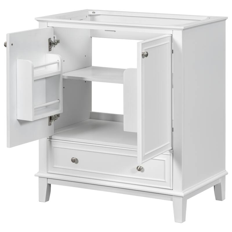 Modern 30 Inch Bathroom Vanity Base with Drawer and Adjustable Shelves, Cabinet Only without Sink