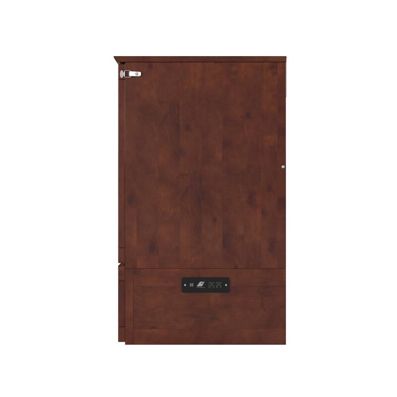 Southampton Queen Murphy Bed Chest with 6" Mattress, Storage Drawer & Built-In Charger in Walnut