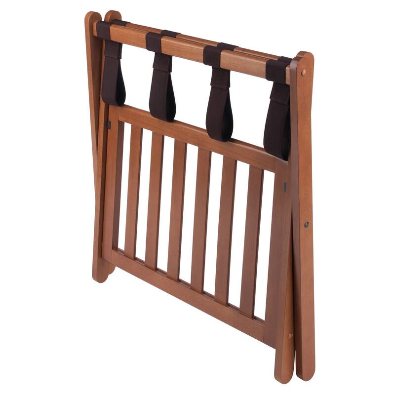 Reese Luggage Rack with Shelf Teak Finish